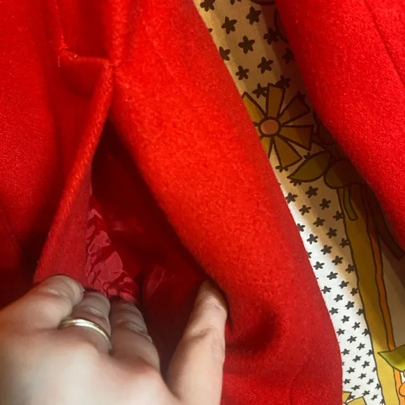 Red Wool Blend Pea Coat - Picture 5 of 10